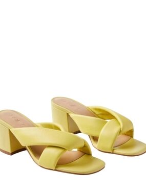 NEW! LOFT Puffed Twist Leather Slide On Open Toe Sandals 6.5.